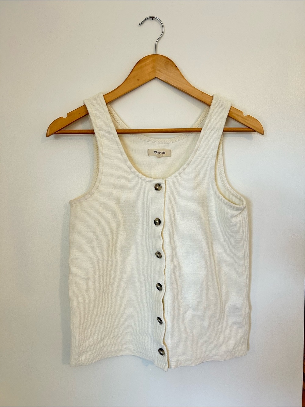 Madewell Cream Button-Front Knit Tank